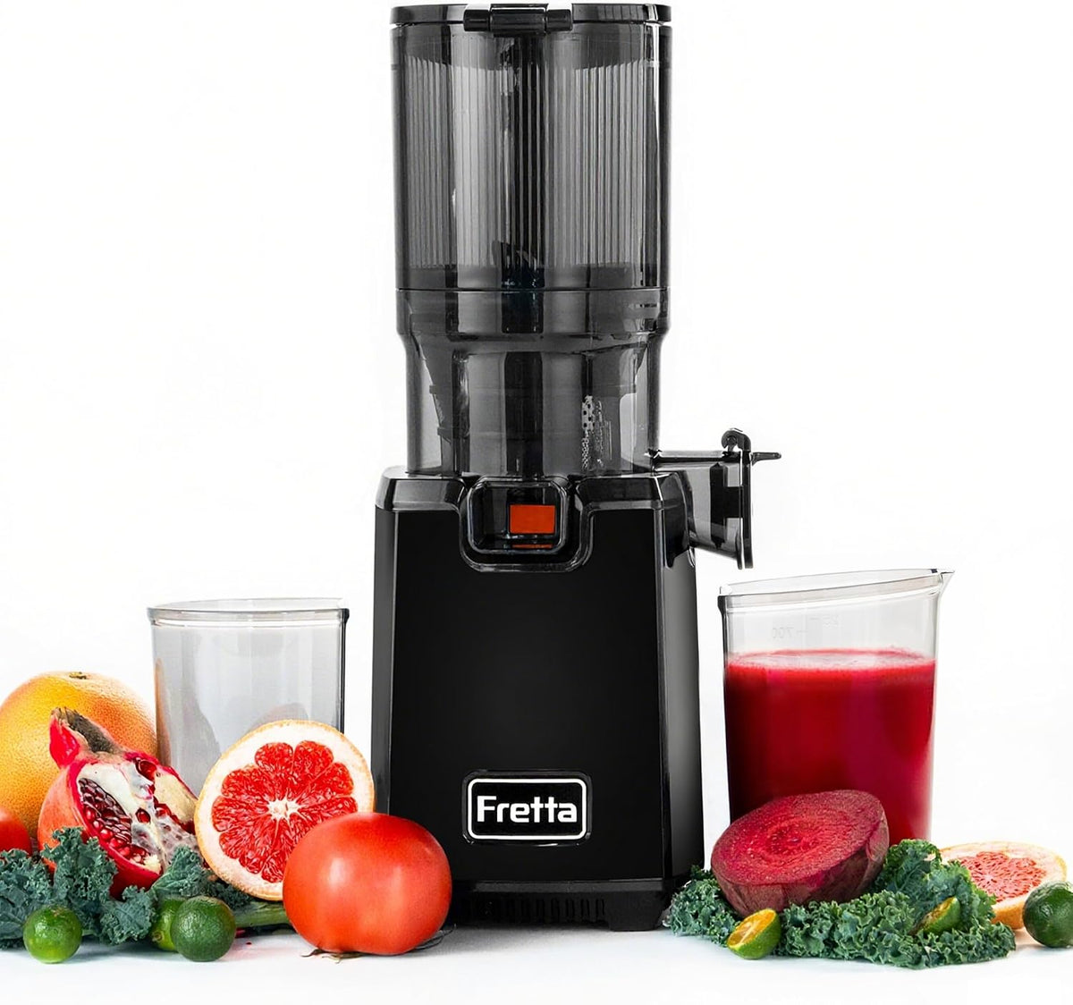 Fretta, Estrattori succo albero singolo masticatori, 250 W, 135 mm, 1,8 litri, Nero, acciaio inox