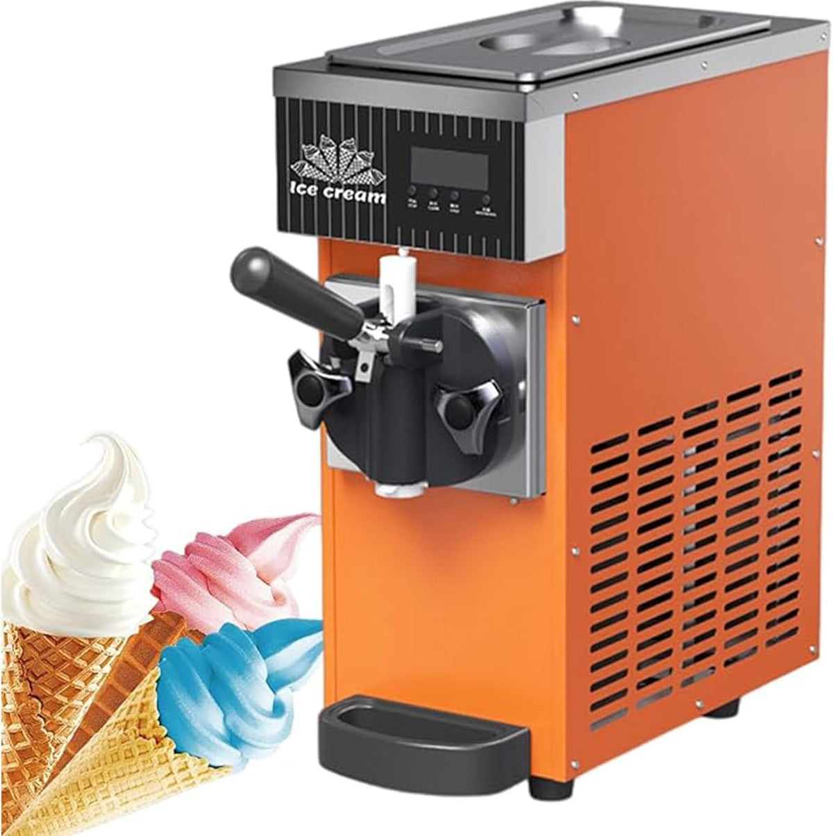 LJLYYDS, Gelatiera, ZB-BQL28, 5 Kg, 18 °C, 450 W, Arancione, acciaio inox, illuminazione LED