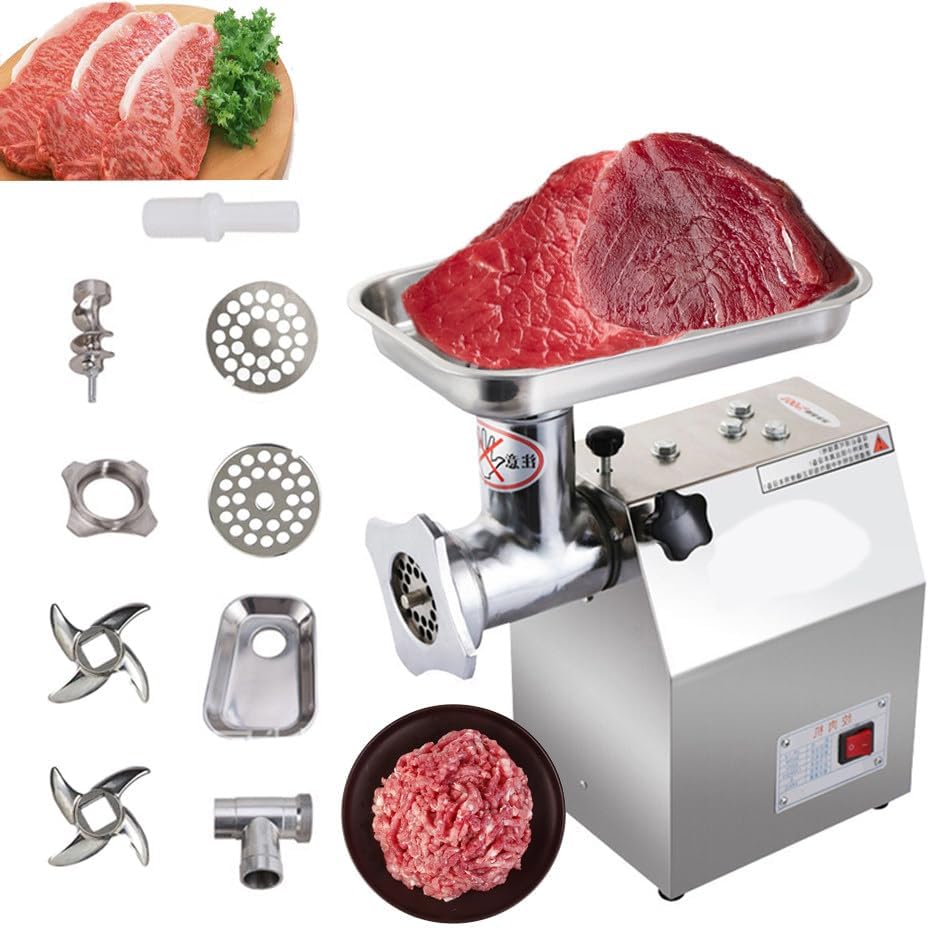 ZIXIAOS, Tritacarne, 800 W, 23x 20 x43 cm, 21 kg, Nero, acciaio inox