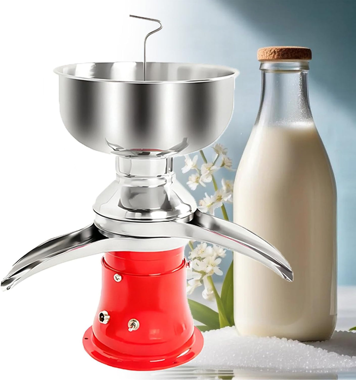 QianCruxtacy, Pecore e capre, 50 L, 10.500 giri/min, 26 cm, Argento/Rosso, acciaio inox