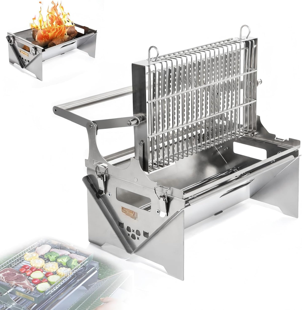 Barbecue a carbone, 42,6 cm, 28 cm, 35,8 cm, Argento, acciaio inox, funzione grill