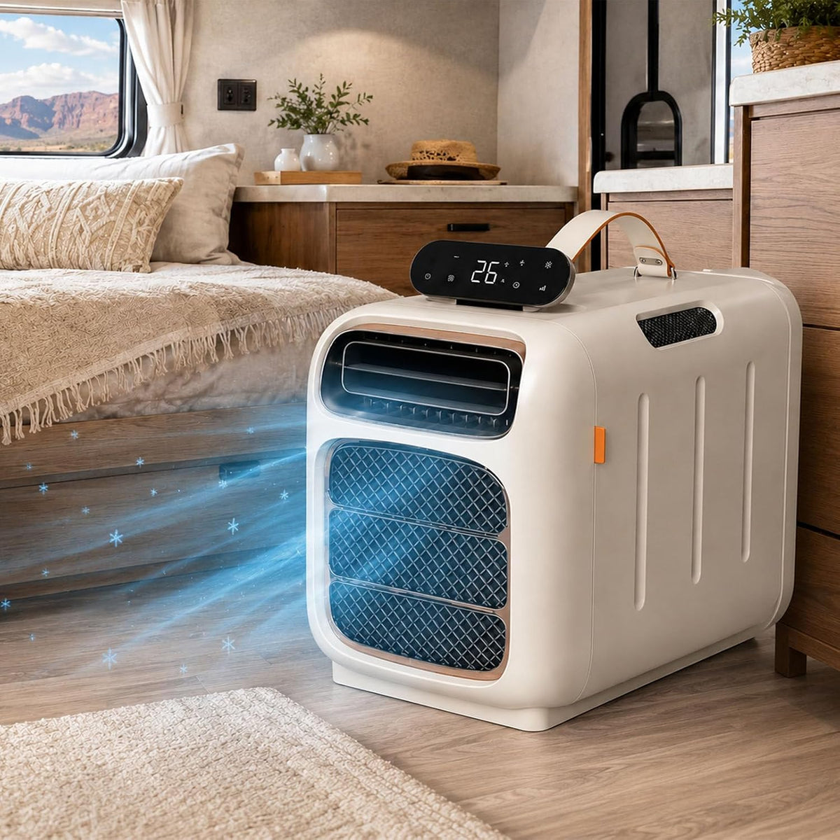 ErShangMao, Condizionatore, 49 x 26,5 x 33,6 cm, 4700 BTU, 800 W, Bianco, telecomando