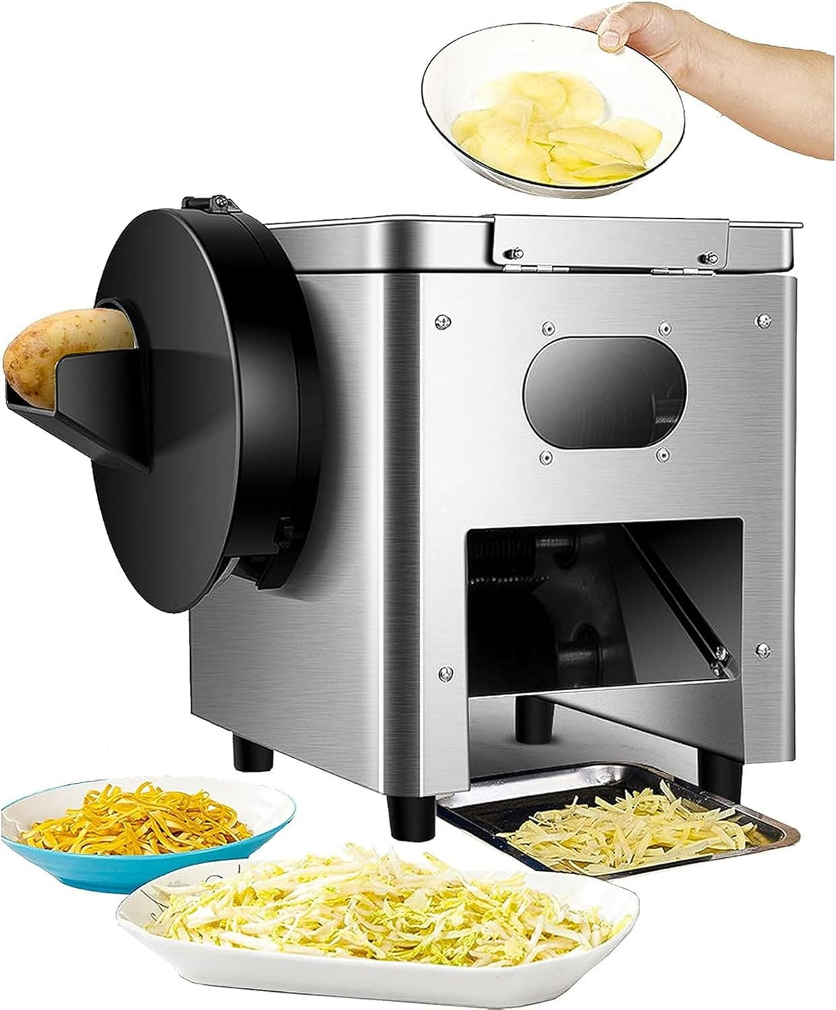 BDJSN, Affettatrice, 850 W, 150 kg, 21 Mm, Nero, acciaio inox