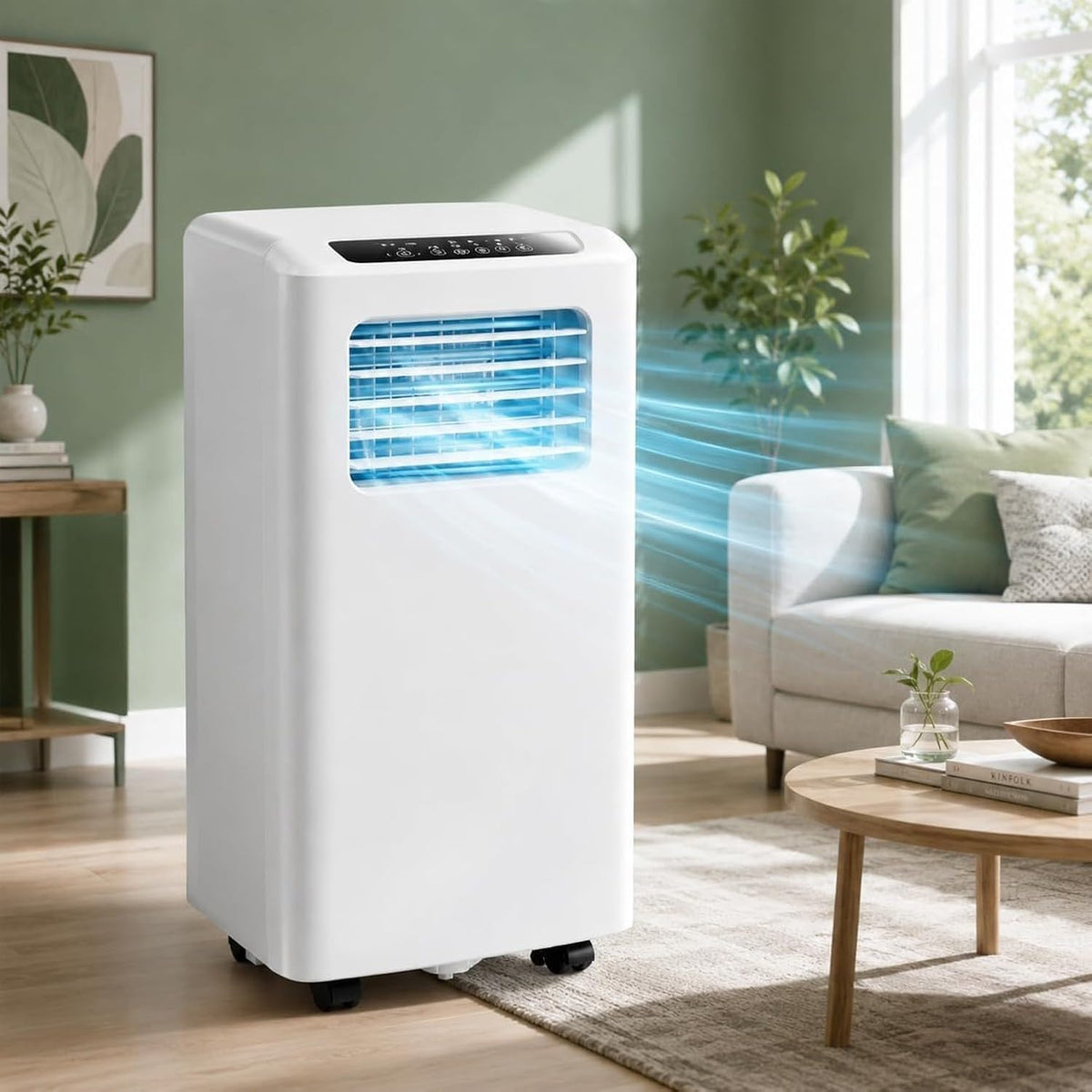 HUANQIN, Condizionatore portatile, 12000 BTU, 2600 W, Bianco, telecomando