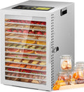 Kwasyo, Essiccatori per alimenti, 20-90°C, 29×29 cm, 30 mm, Argento, acciaio inox, illuminazione LED, timer, protezione dal surriscaldamento