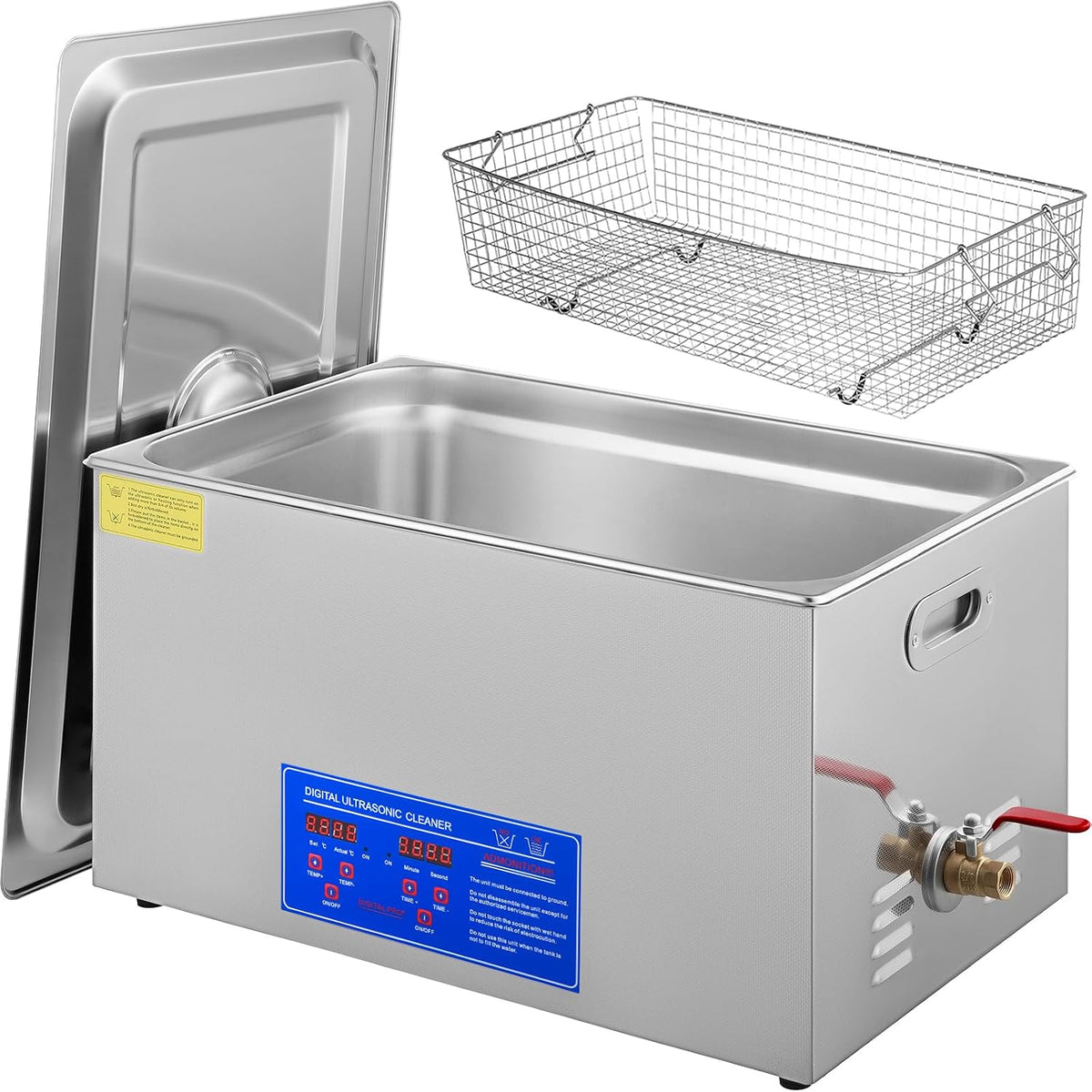 VEVOR, Prodotti di pulizia da laboratorio, 22 L, Argento, acciaio inox, timer