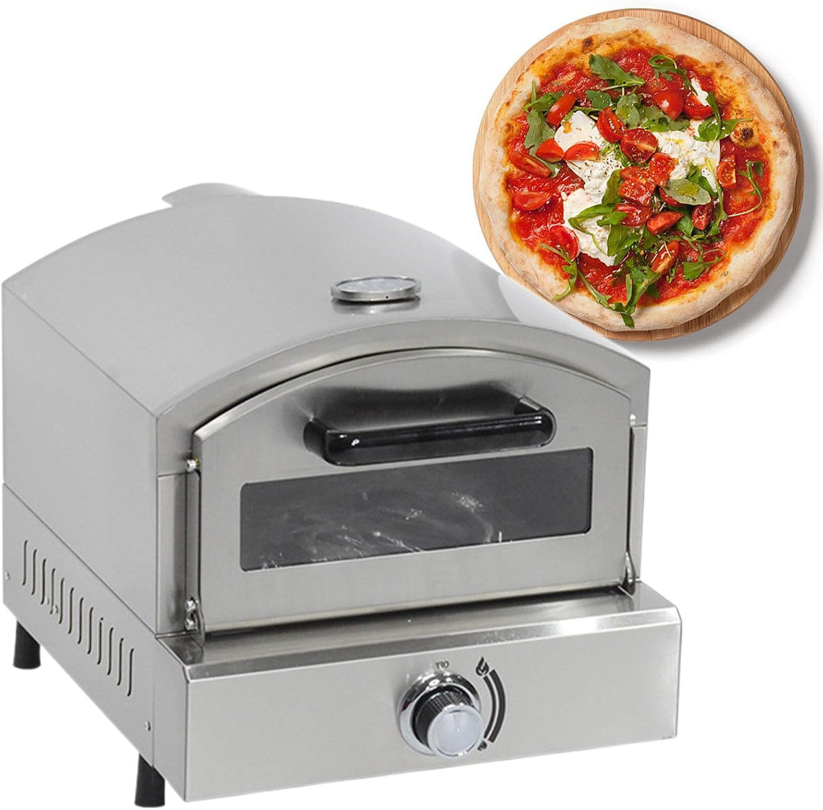 Forno per pizza, Beachtiful, 425 x 520 x 410 mm, 13 pollici, 8 kg, Argento, acciaio inox