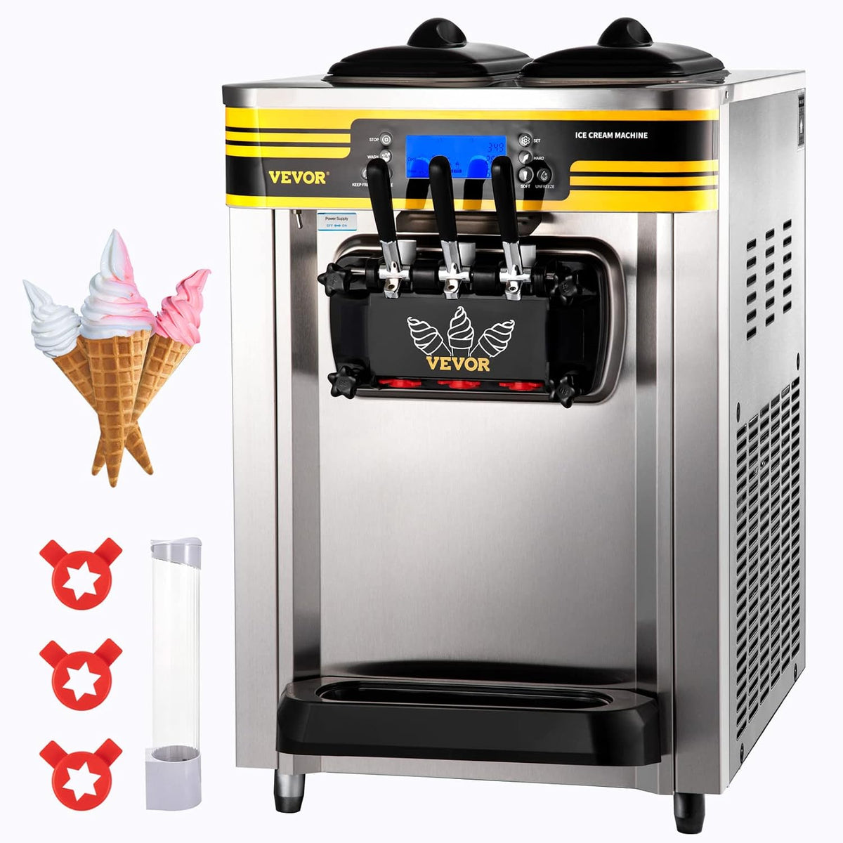 VEVOR, Gelatiera, 30 L, Nero