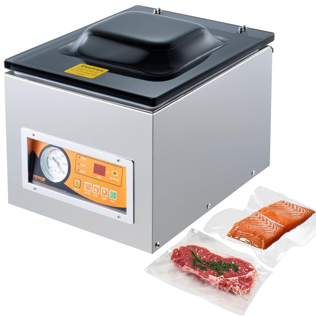 VEVOR, Macchine sottovuoto per alimenti, 260 W, 260 mm, 100 kPa, Nero
