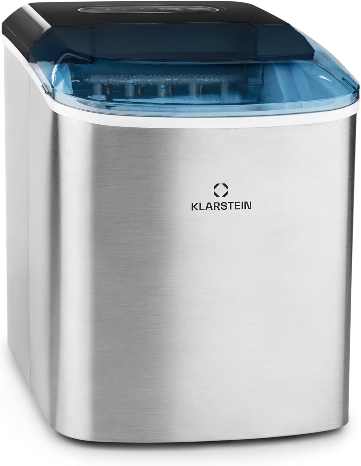 KLARSTEIN, Macchina per cubetti di ghiaccio, 2.1 litri, 12 kg, Grigio, vano contenitore, illuminazione LED