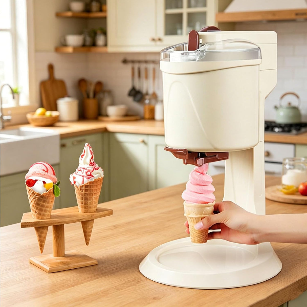 Dexinhdh, Gelatiera, 42,5 cm, 16,73 pollici, Nero, acciaio inox, vano contenitore
