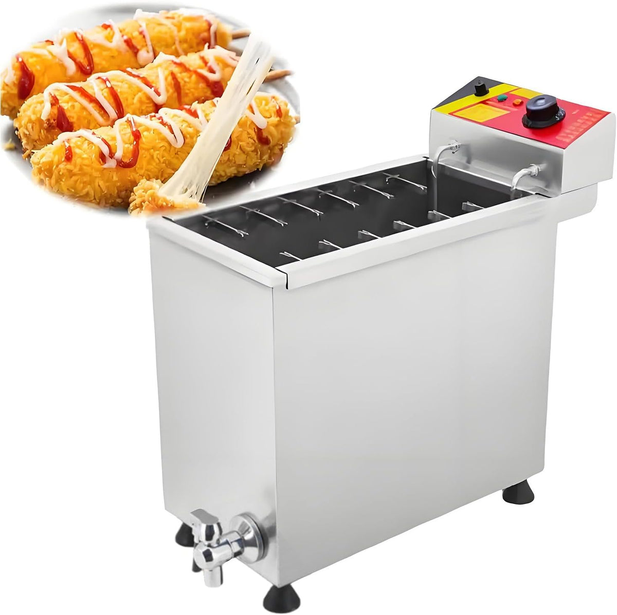 twostronking, Macchine per Hot Dog, 3000 W, 200 °c, 25 litri, Nero, acciaio inox, spegnimento automatico