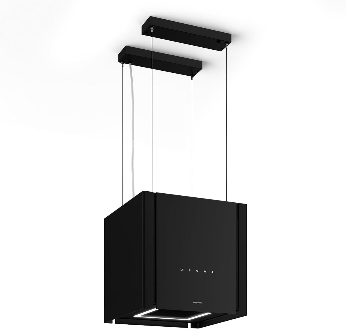 KLARSTEIN, Cappa aspirante, 41x41x40 cm, 601 m³/ora, 601 m³/h, Nero/Argento, alluminio, illuminazione LED